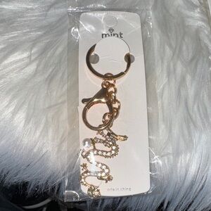 Mint Gold Keychain with Sparkling Dragon Accents